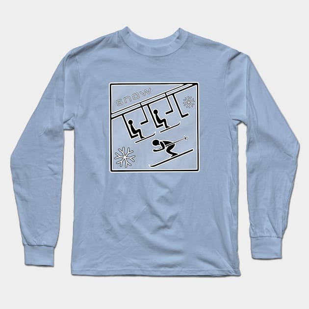 雪 / Snow (Ice Blue BackGround) Long Sleeve T-Shirt by kinocomart